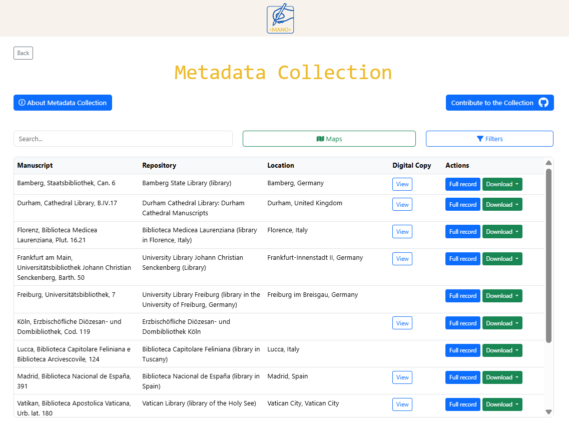 Metadata collection interface