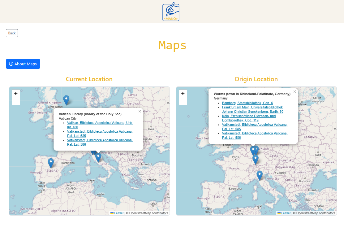 Maps interface