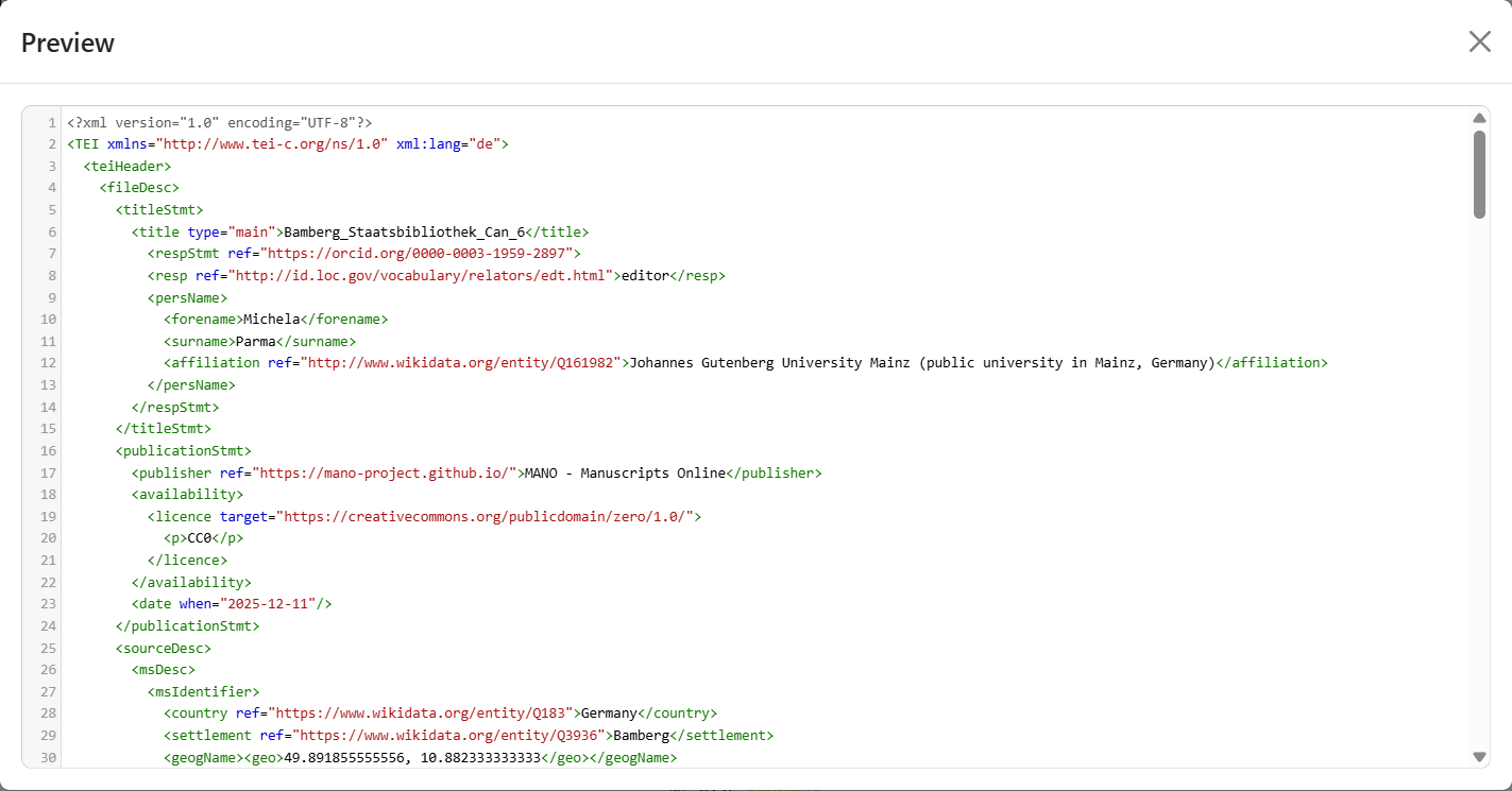 Preview window in Metadata Editor